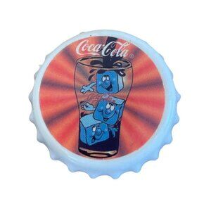 Vintage 1996 Coca Cola Plastic Bottle Cap Refrigerator Magnets Retro glass ice